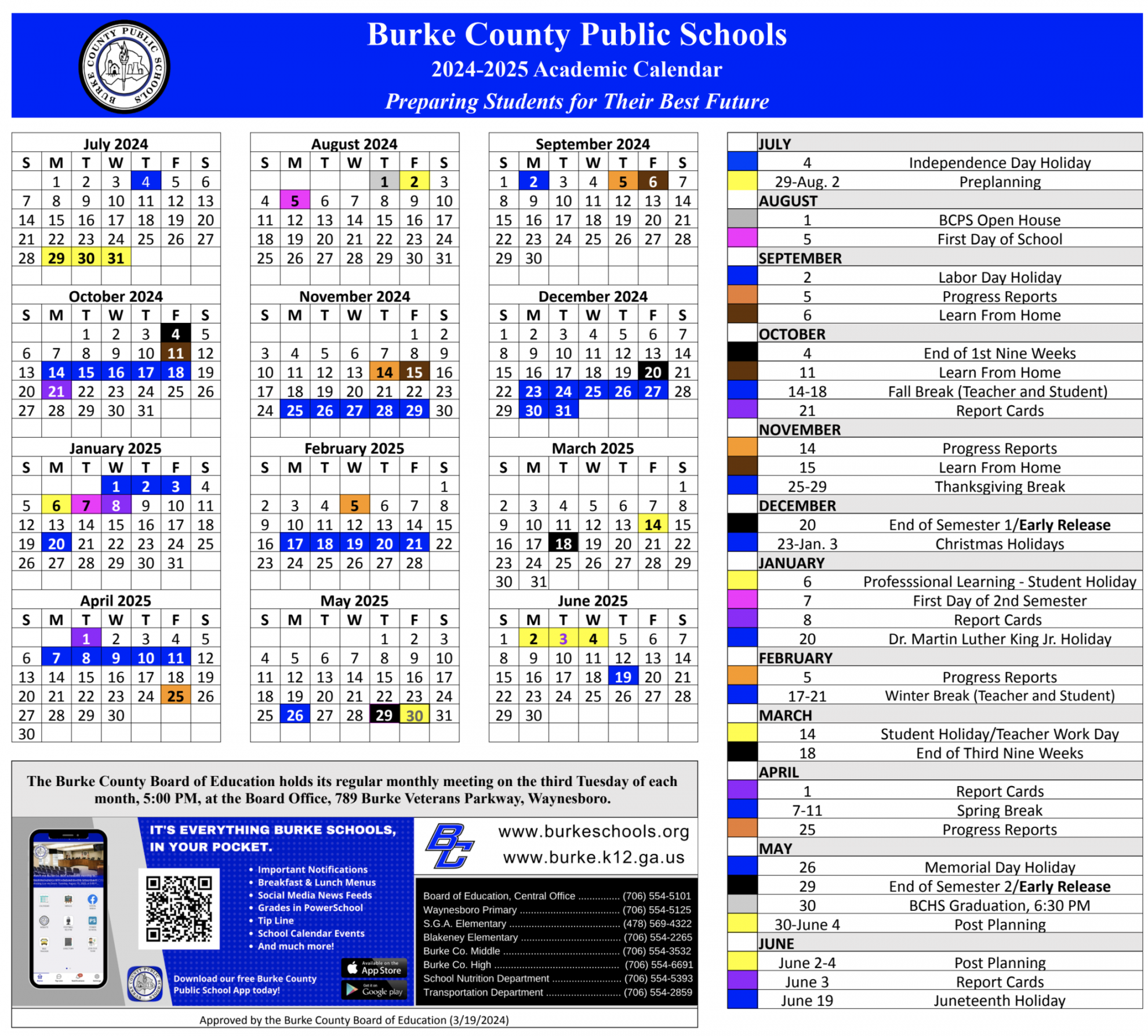 Calendar/Schedule – Students & Parents – Burke County Public Schools