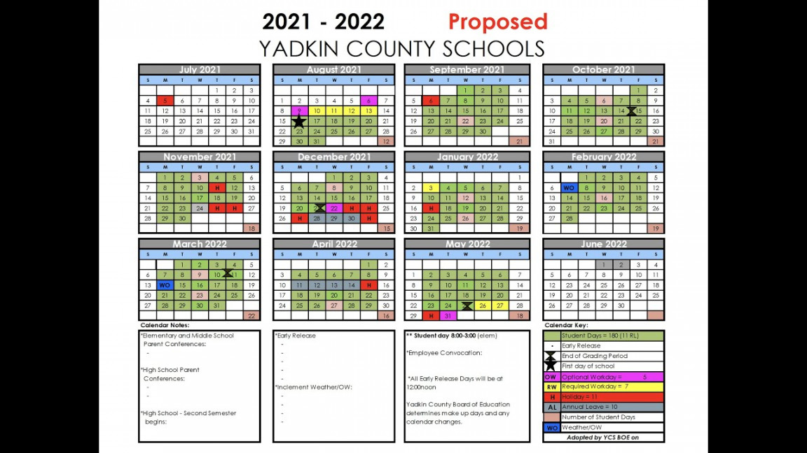 YCS  Proposed - Calendar Parent Input  March ,