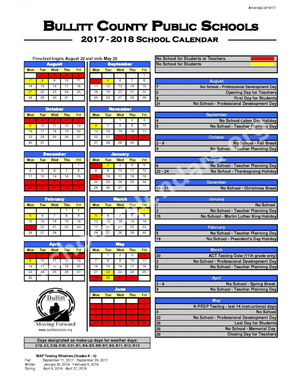 bullitt county school district calendars shepherdsville ky