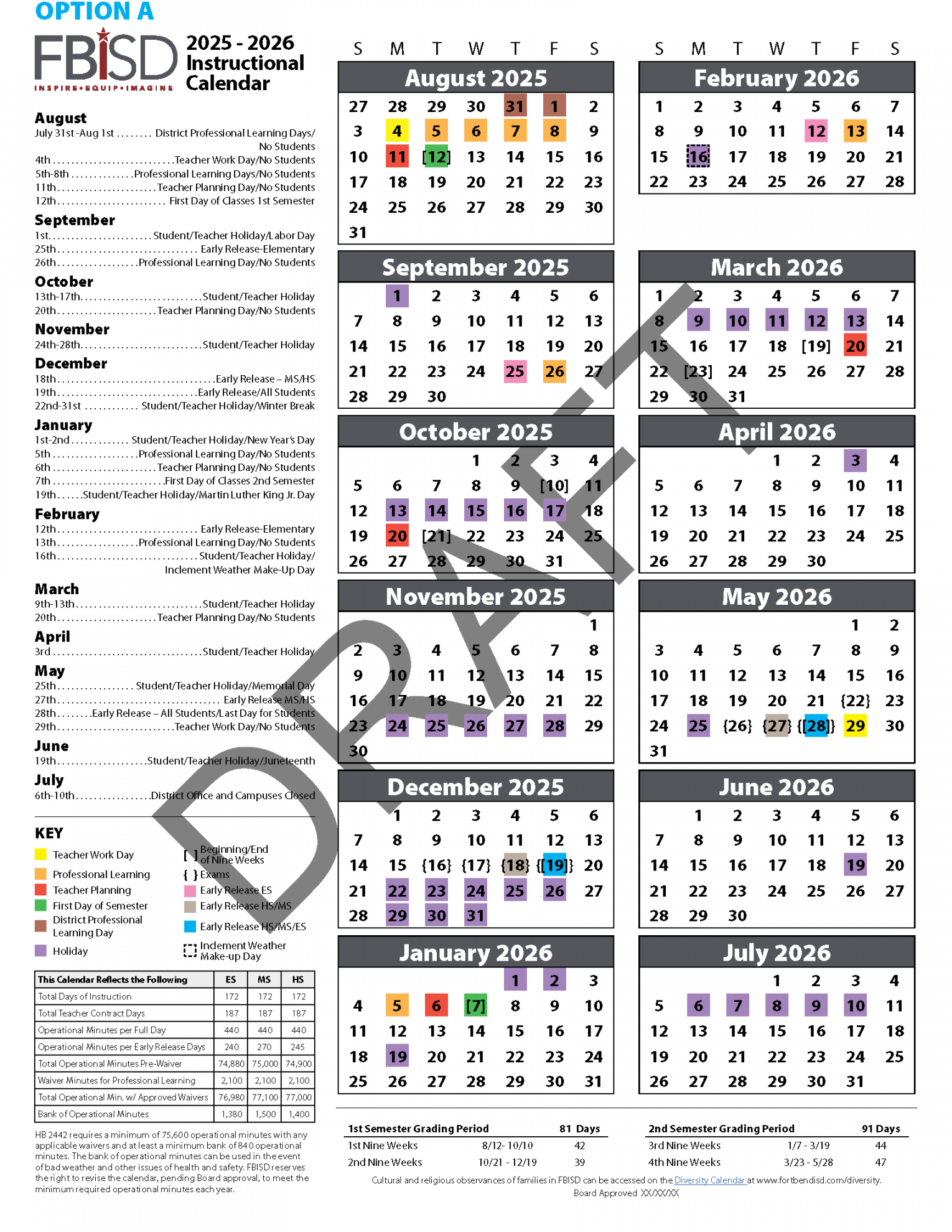 Calendar Options / - School Calendar Options