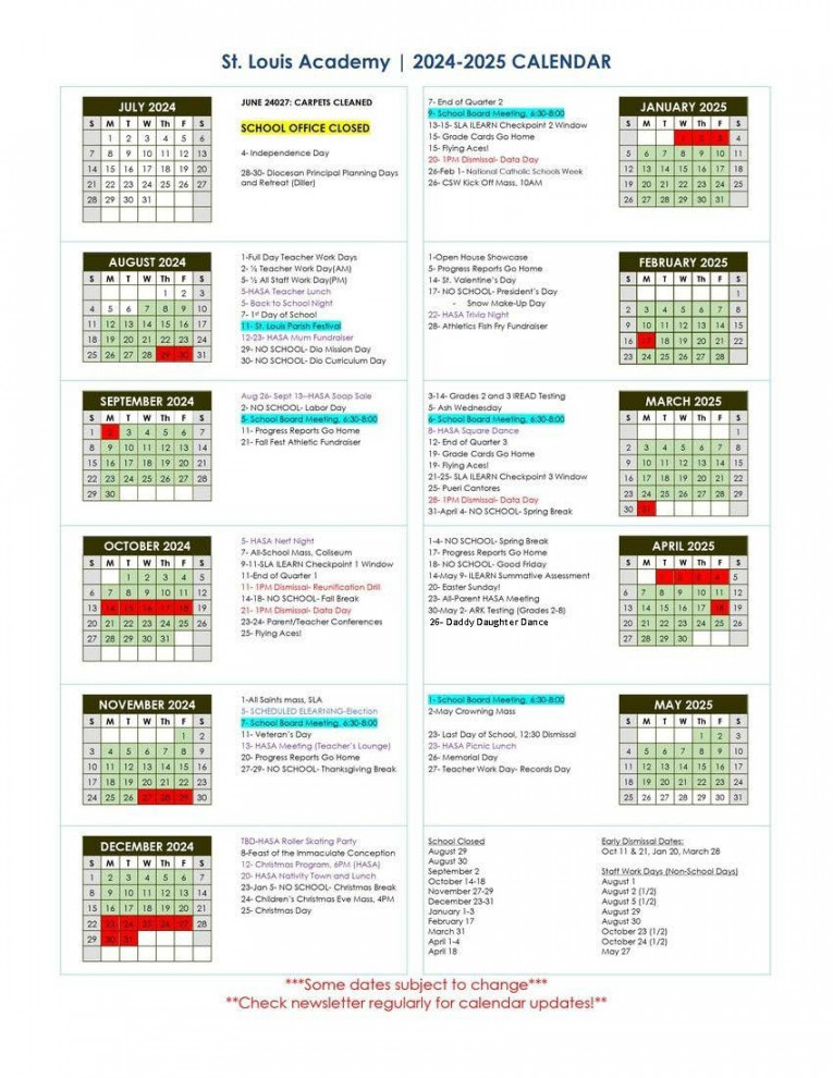 calendar saint louis academy