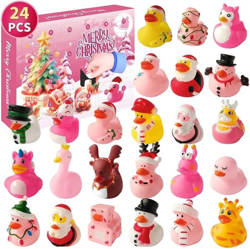 Countdown Christmas Rubber Ducks Advent Calendar,  Days of Christmas  Rubber Duck Set, Advent Calendar 20, Fun Toys For Boys, Girls, Kids And