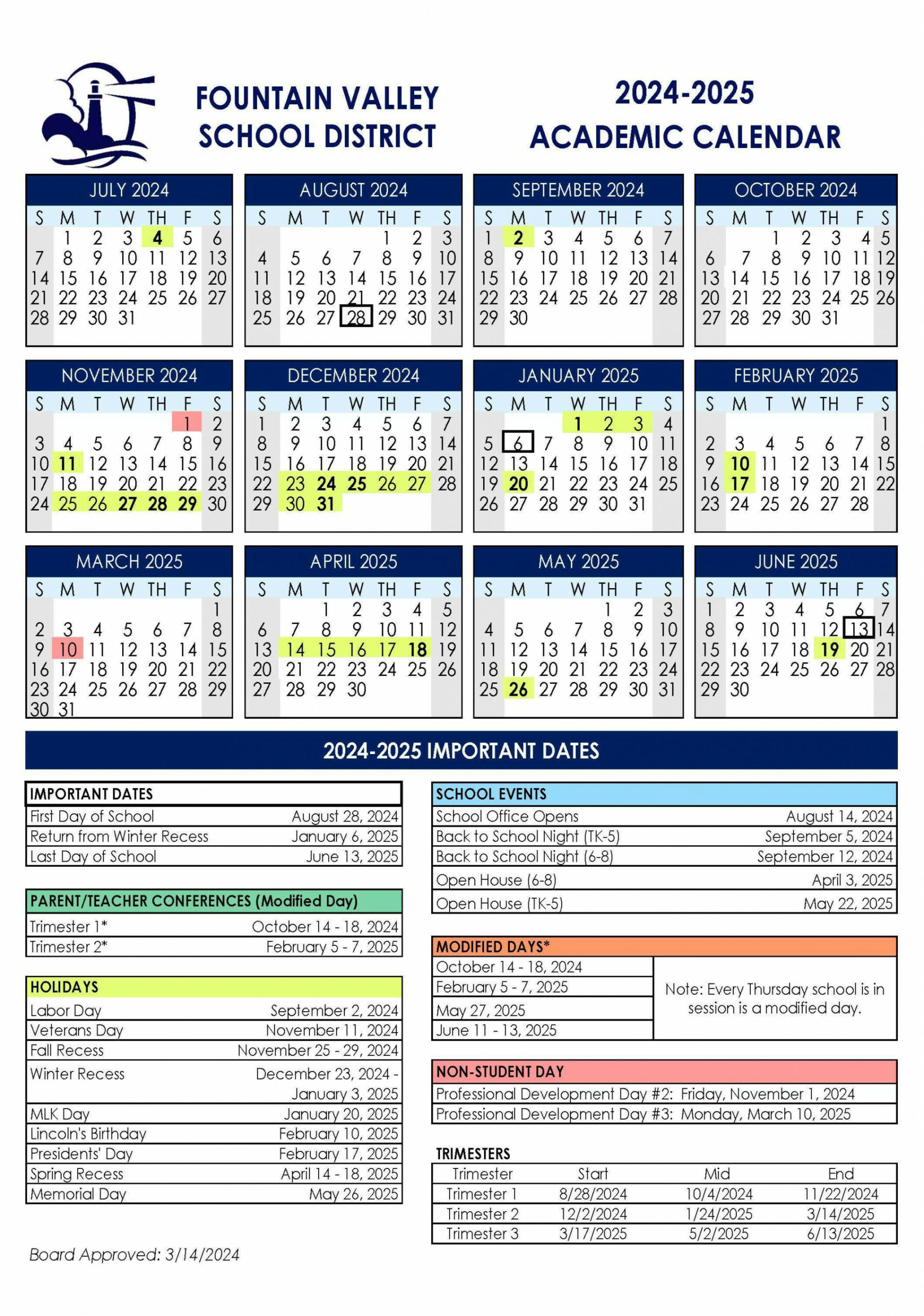 District Academic Calendars - Educational Services - Fountain