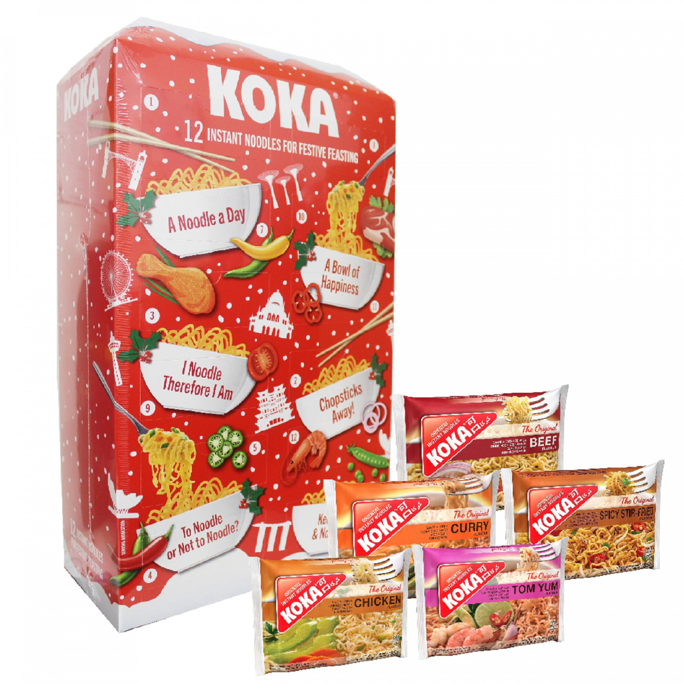 Koka Christmas Noodles Advent Calendar  - Instant Noodles  Days  Christmas Countdown Calendar xg with Topline Card