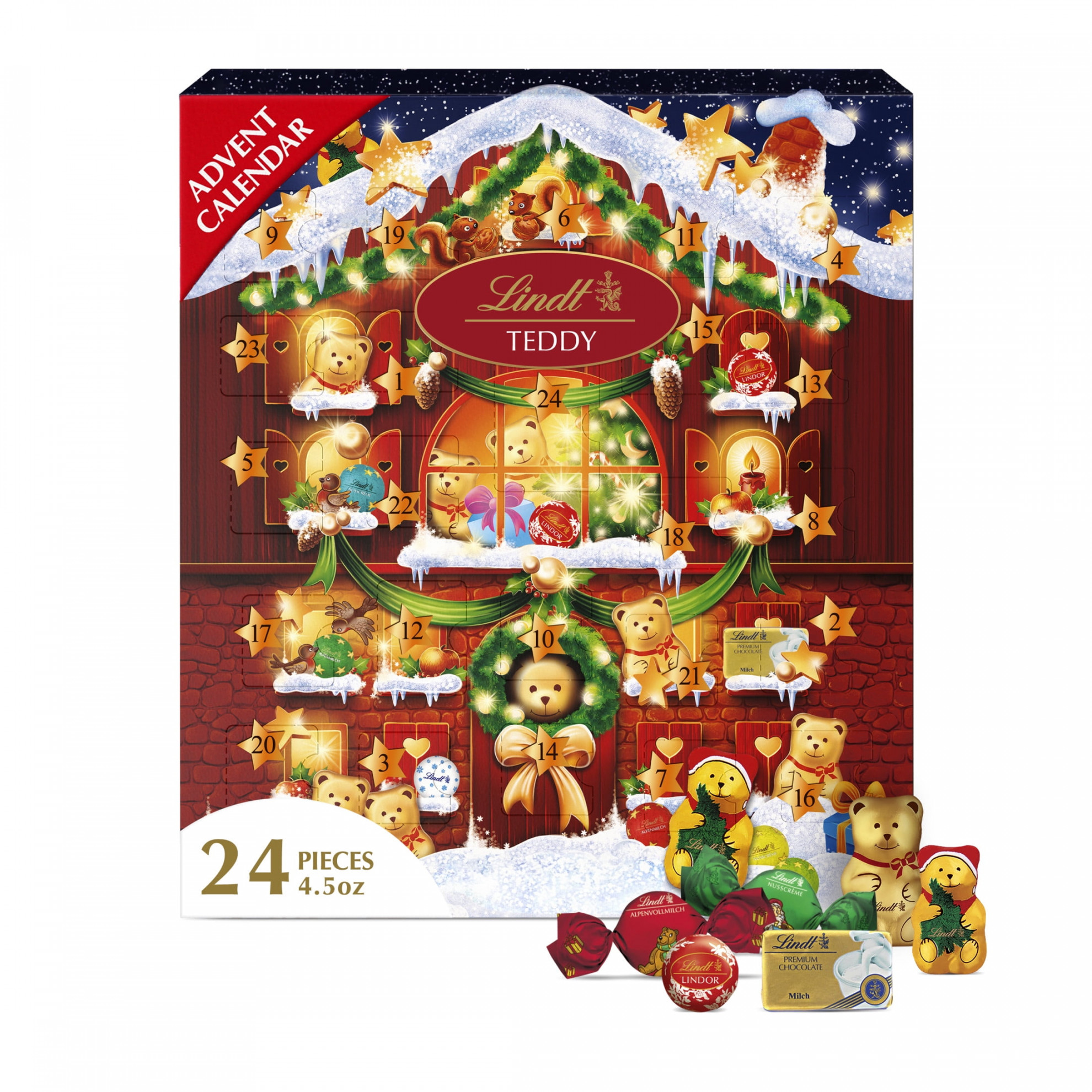 Lindt Teddy Bear Christmas Chocolate Candy Advent Calendar, . oz.