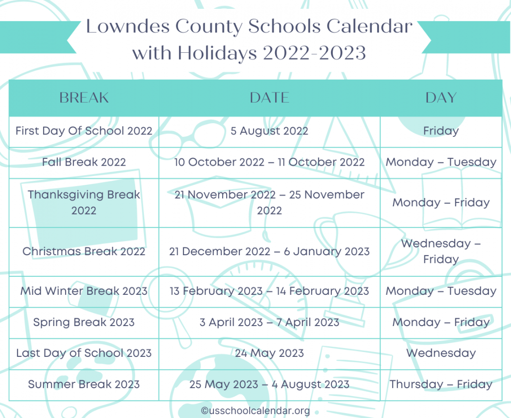 Lowndes County Calendar