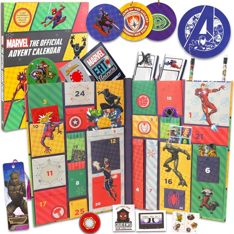 Marvel Christmas Advent Calendar:  Day Pop-Up Avengers Decorations of  Iron Man, Spiderman, More  Superhero Holiday Set