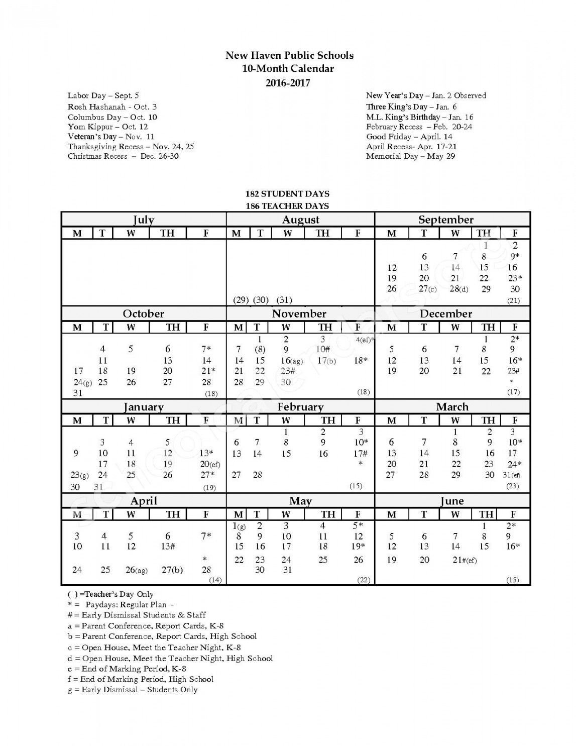 -  -Month Calendar  New Haven Public Schools – New