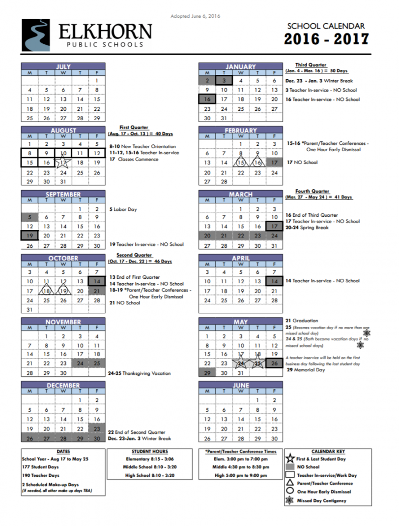 Calendar  Elkhorn Public Schools