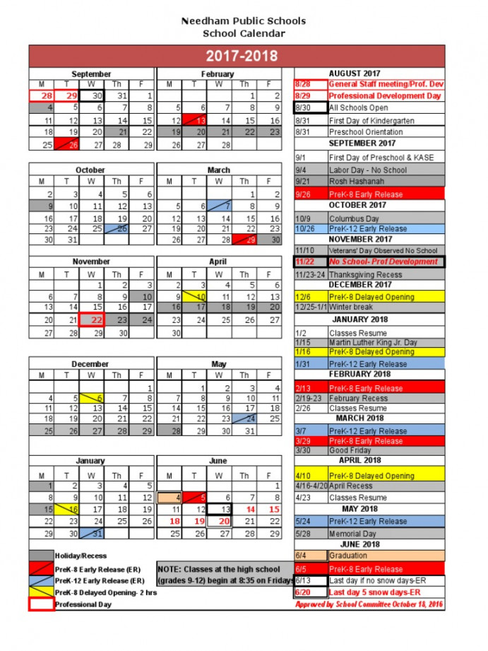 needham school calendar pdf holidays observances