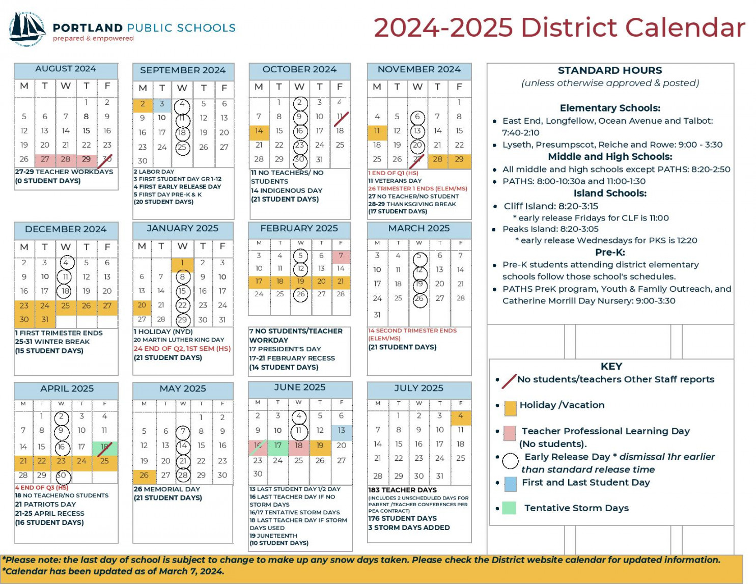 portland public schools calendar maine