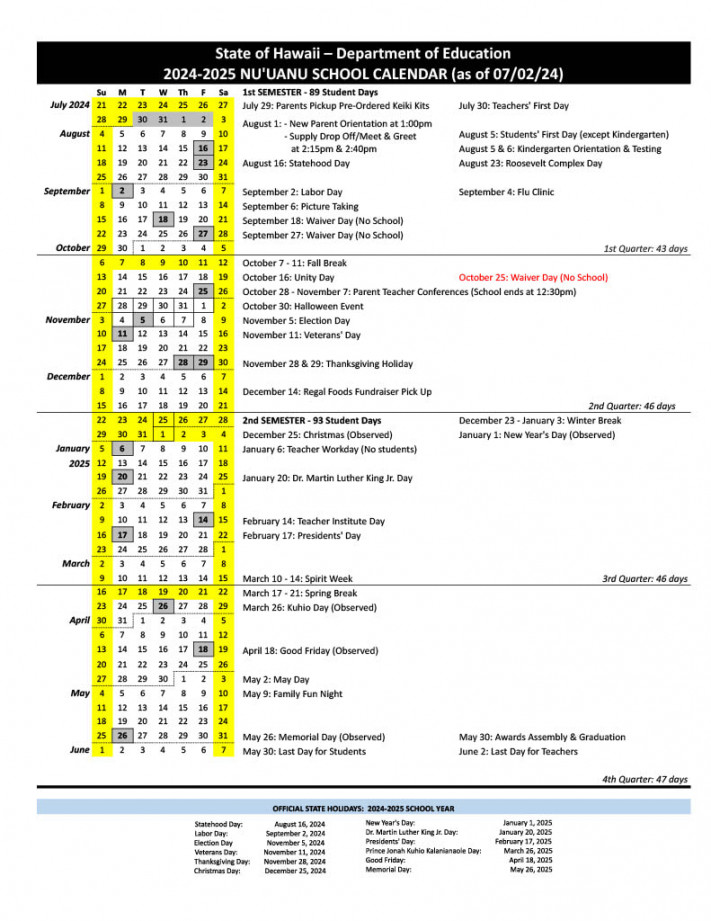 - Academic Calendar - NU