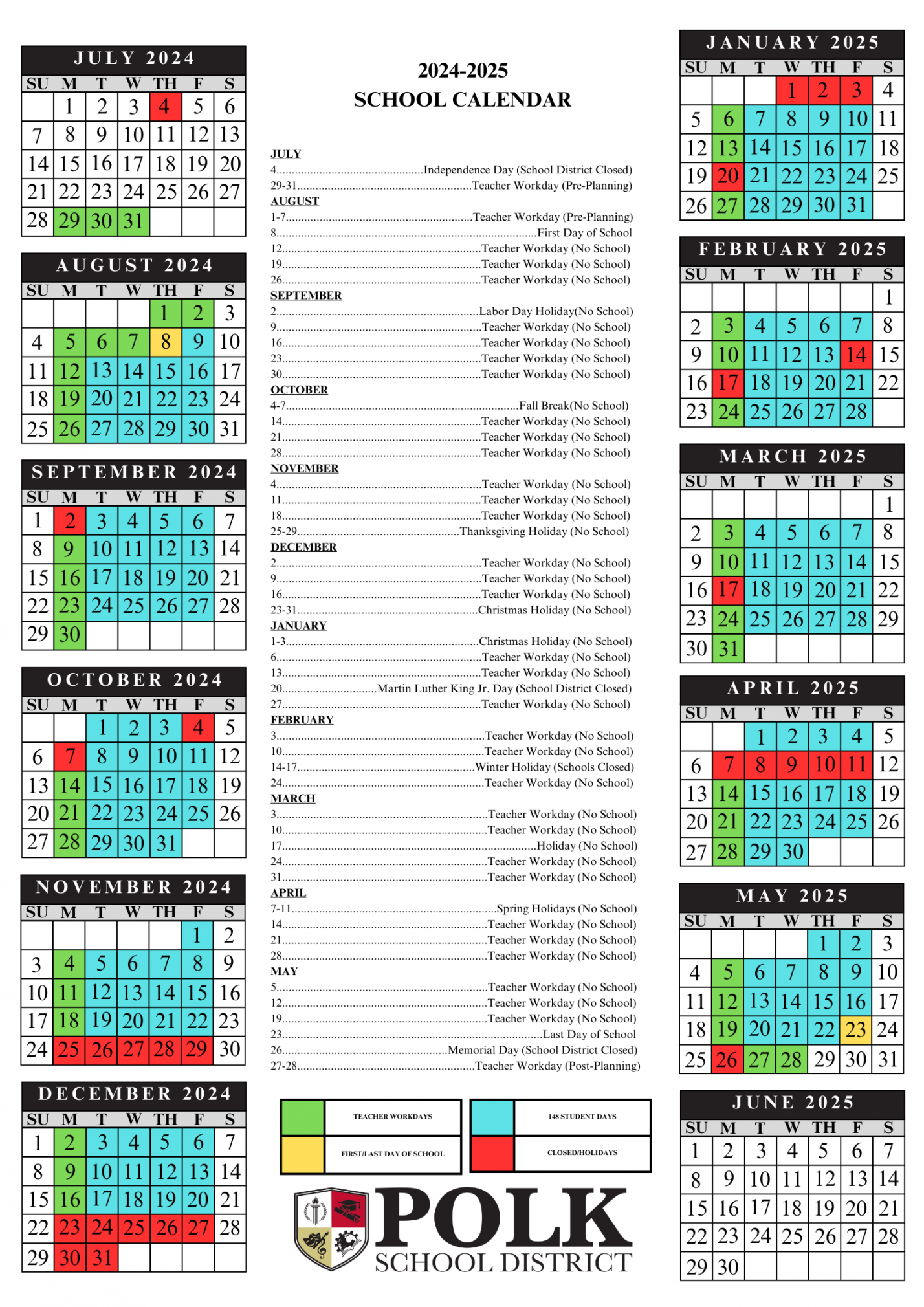 Board of Education approves - School Calendar  Polk