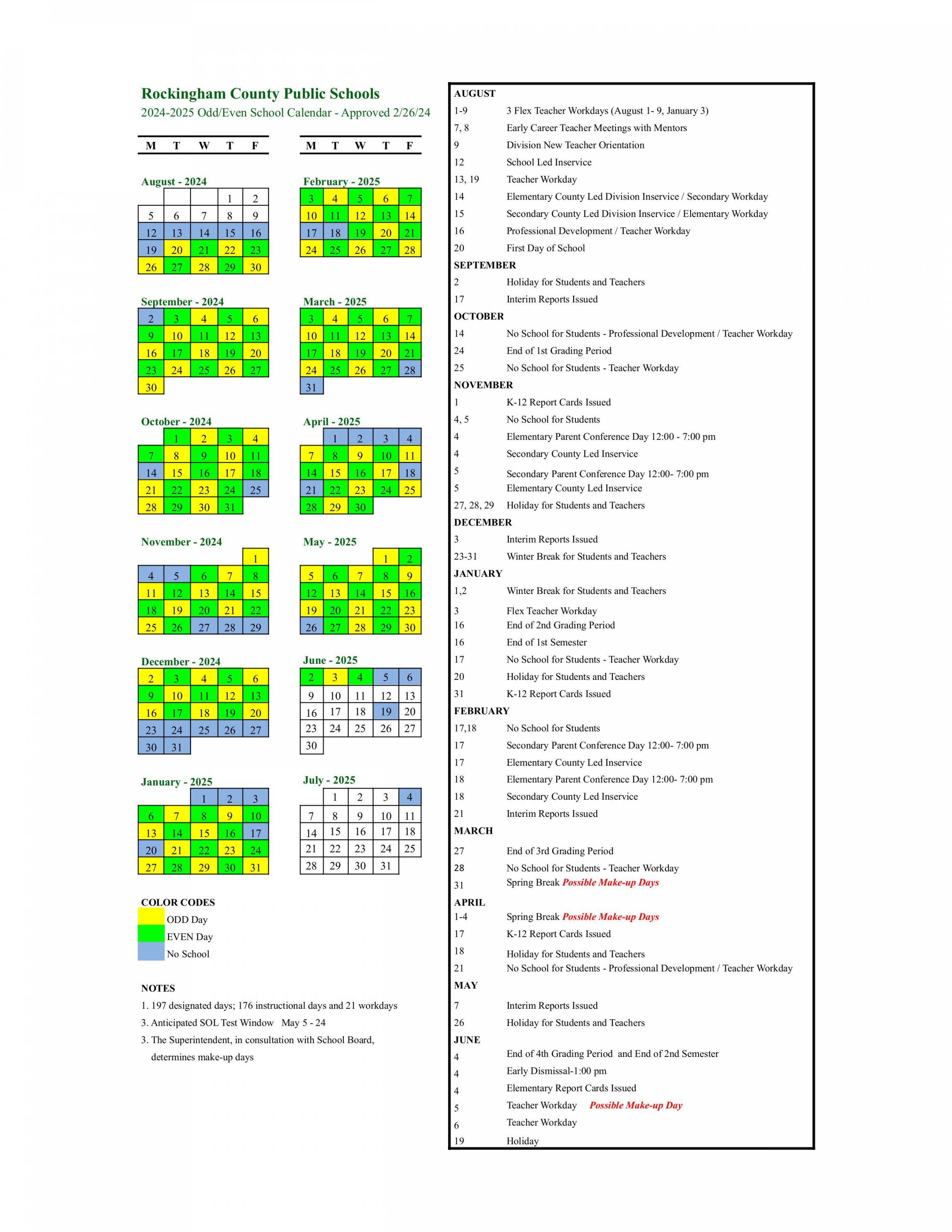 calendar amp schedules rockingham academy