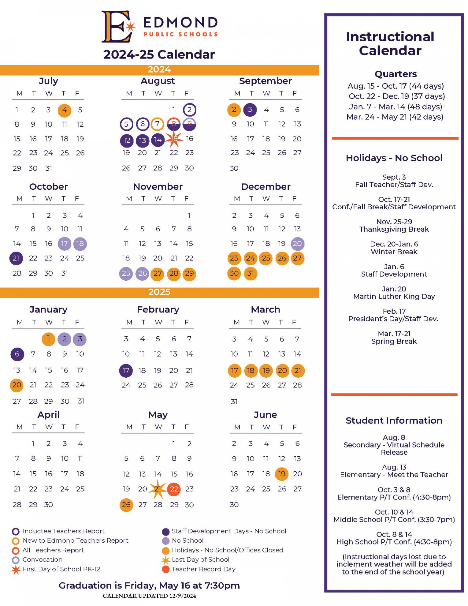 Calendar  Edmond Public Schools