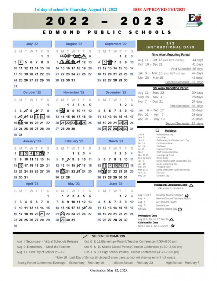 Edmonds Academic Calendar - Printable Recipe Cards Central