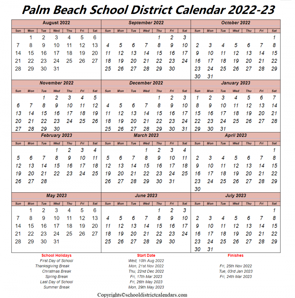 Palm Beach County Calendar