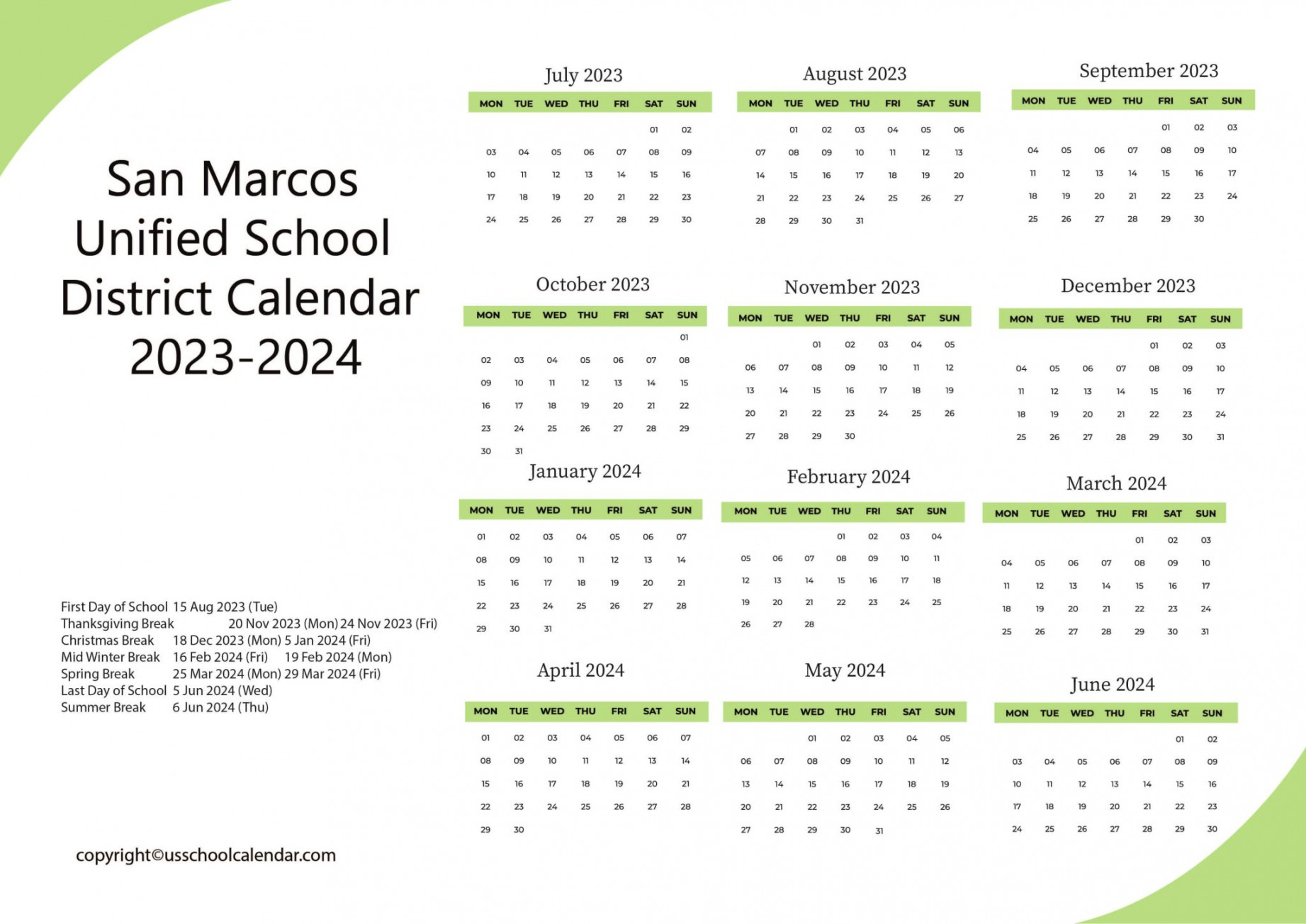 san marcos unified calendar