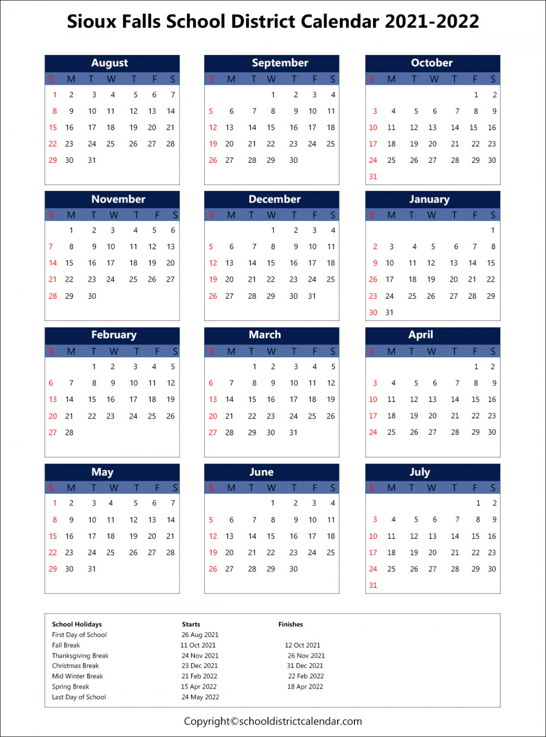 sioux falls district calendar