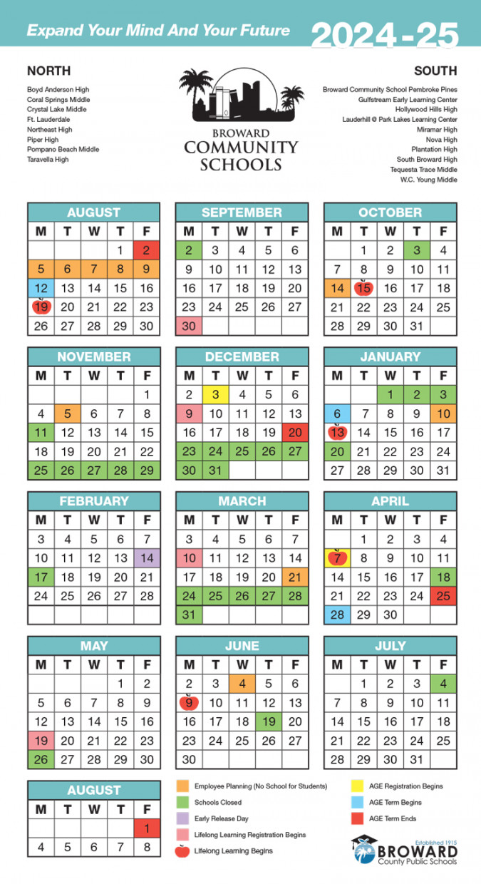 Broward Community Schools Calendar  School Terms and Holidays