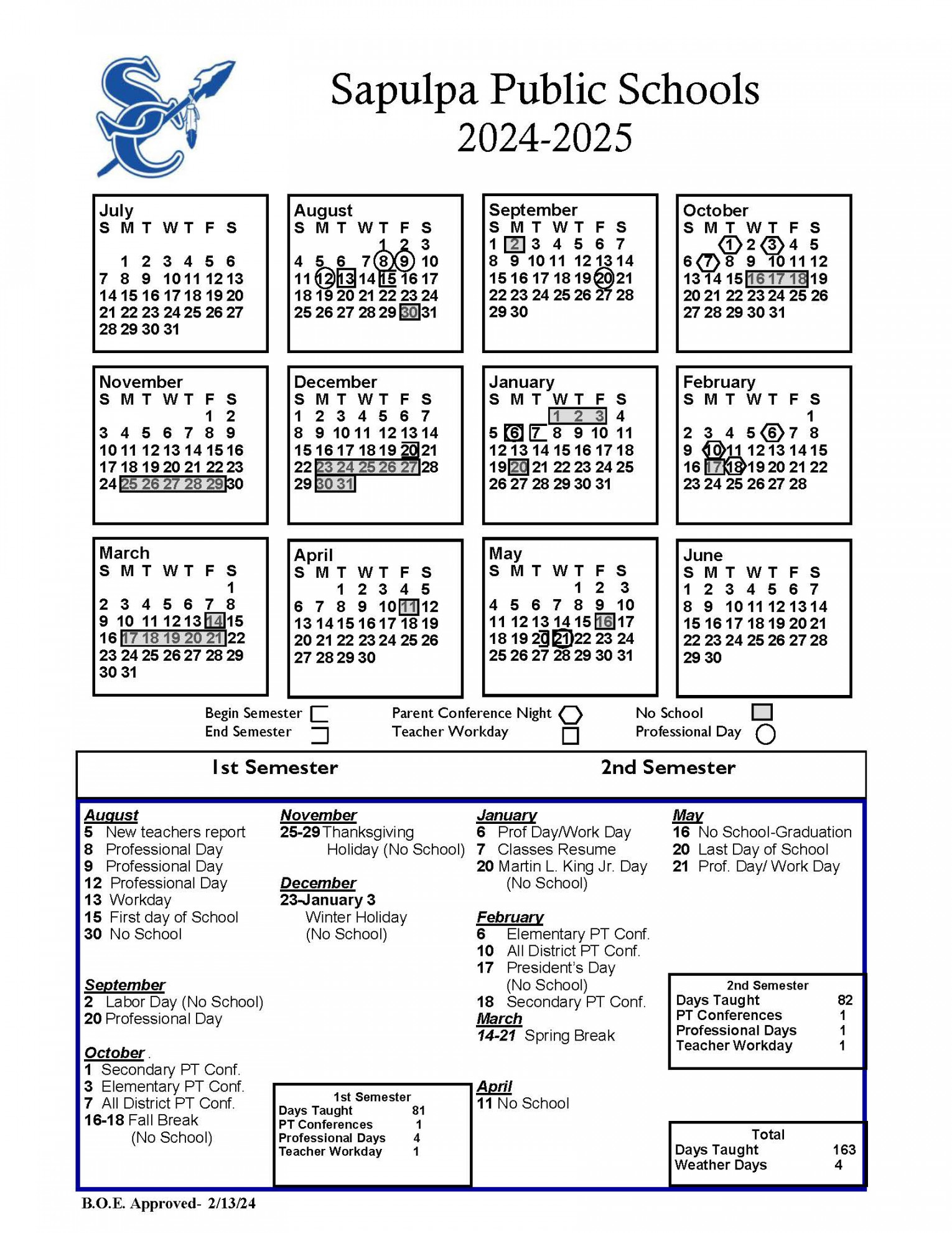 District Calendar - Sapulpa Public Schools