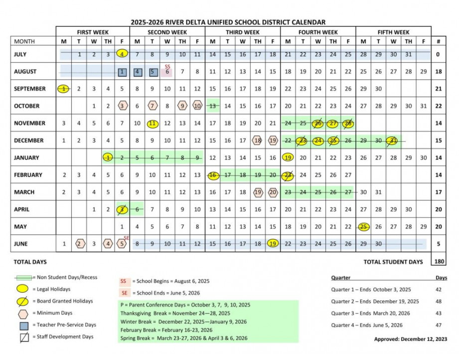 River Delta Unified School District - Calendar [PDF] - EduCounty