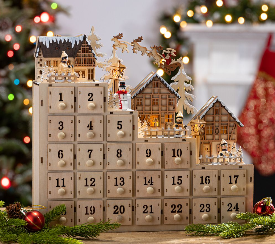 Handmade wooden block Advent calendar for simple Christmas decor
