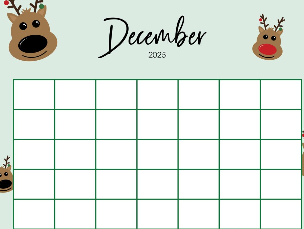 Printable Advent Calendar 2025 template with numbered days