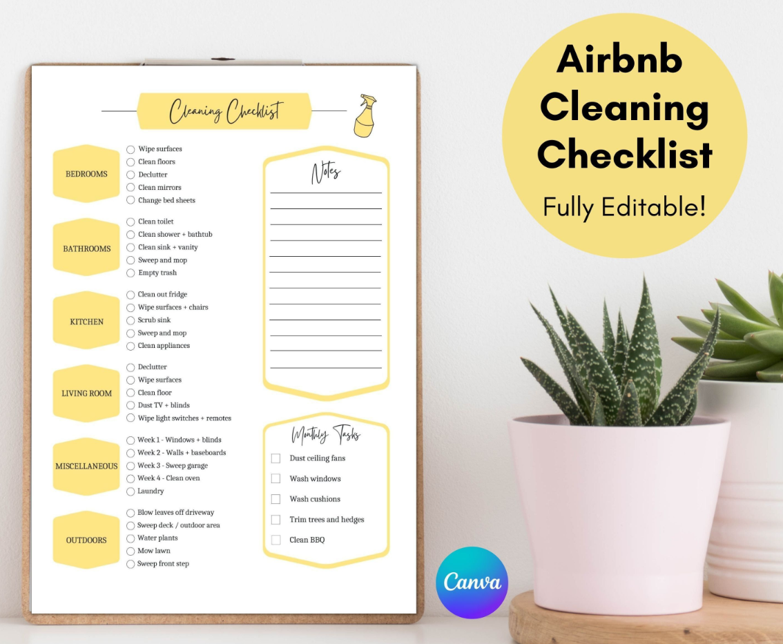 Airbnb cleaning schedule calendar