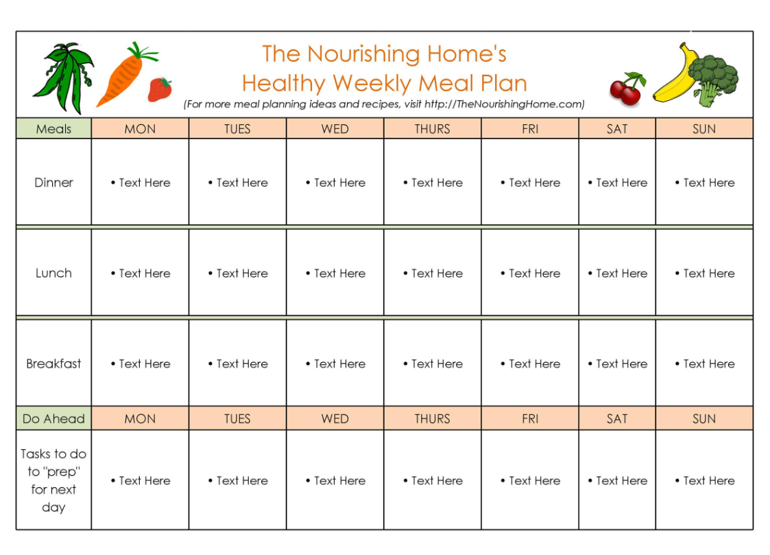 Meal Planning Calendar Templates for Vegan Families