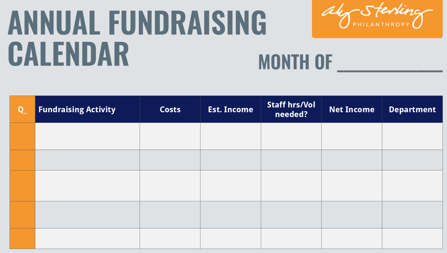 Non Profit Editorial Calendar Fundraising Strategy