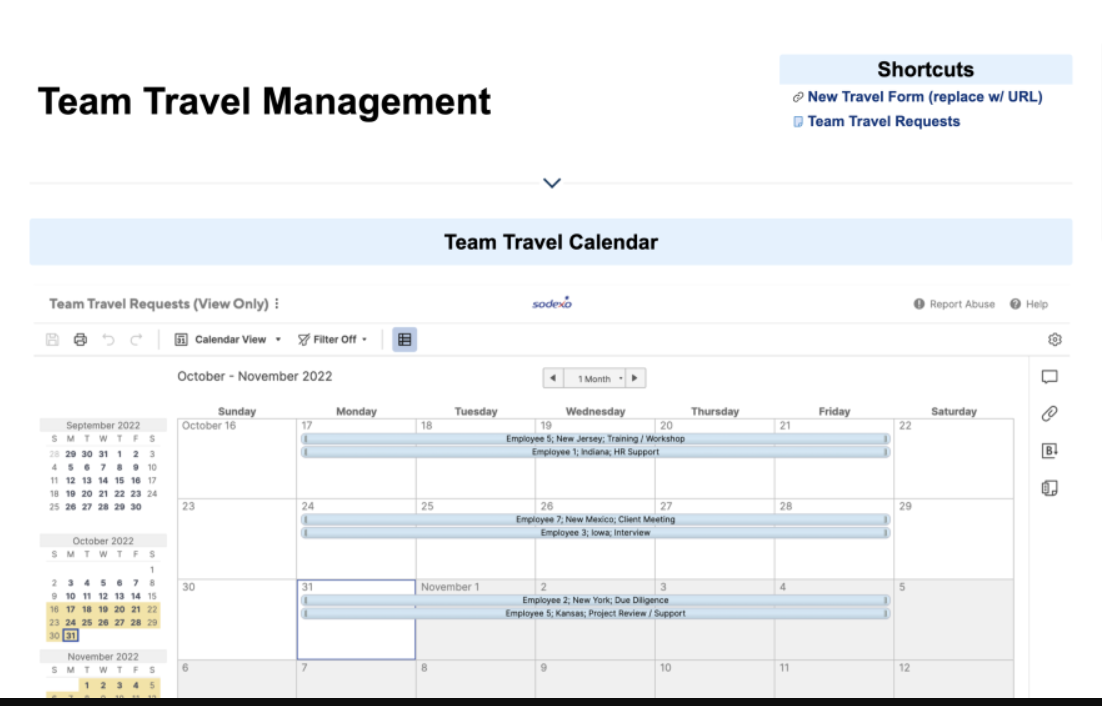 Shared leave schedule template