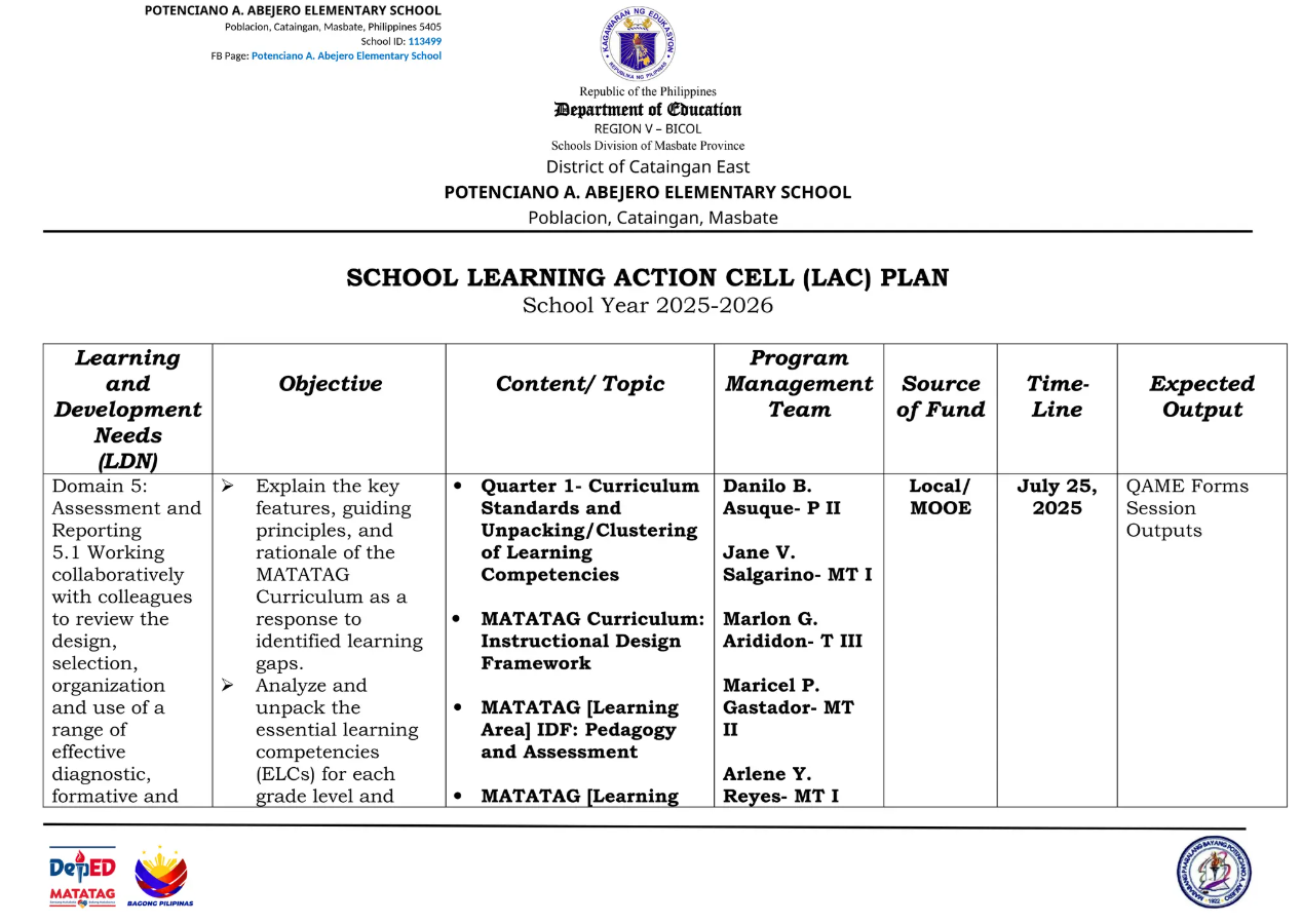 school academic plan sample 2026