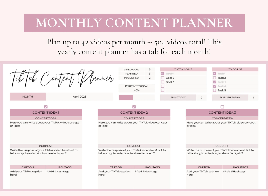 tiktok planning template