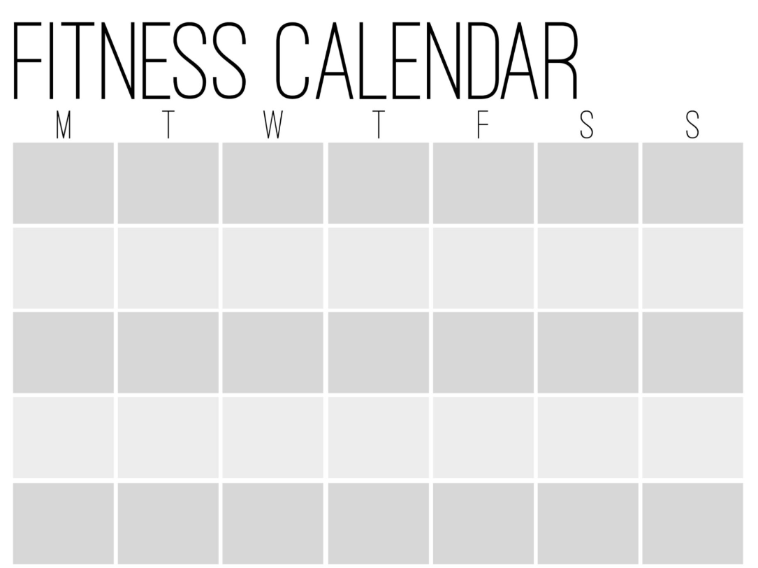 fitness content calendar template
