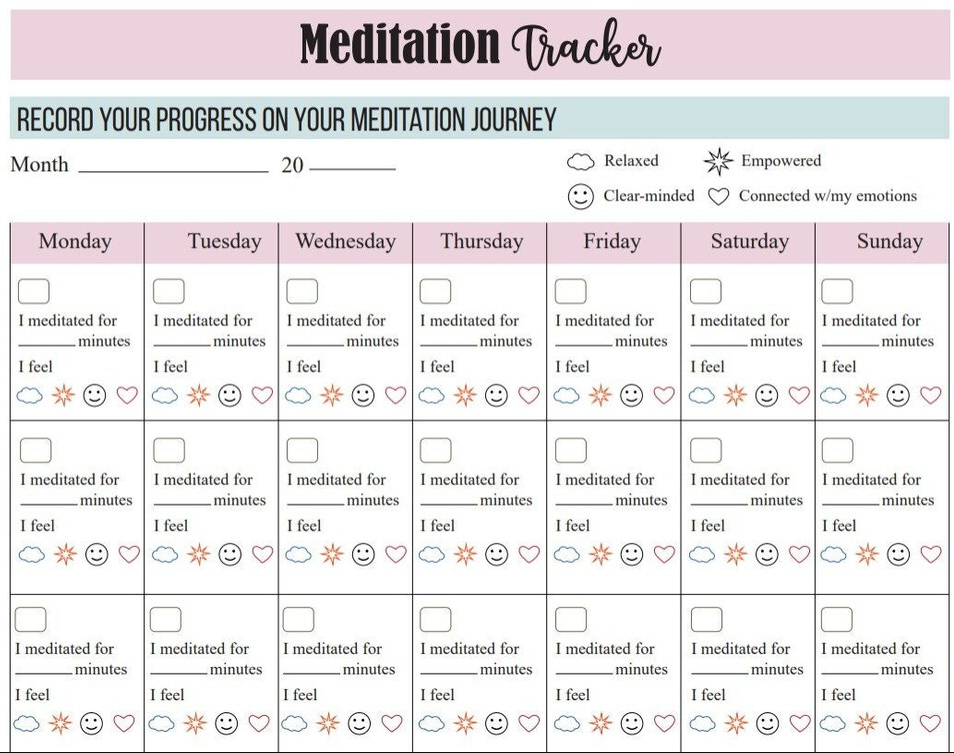 habit tracker calendar meditation