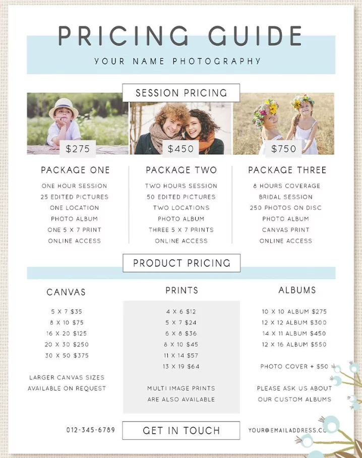 Dynamic seasonal pricing strategy chart for professional wedding photographers