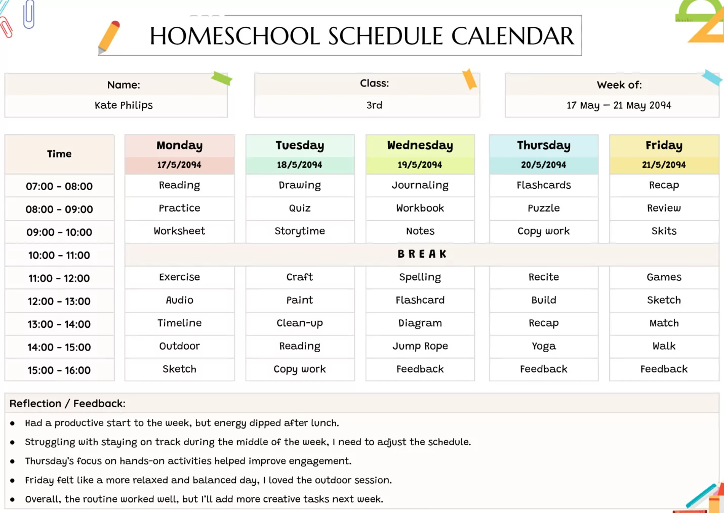 Printable homeschool curriculum calendar loop scheduling for neurodivergent kids