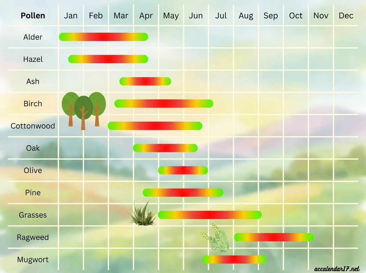 pollen and allergy monitoring calendar